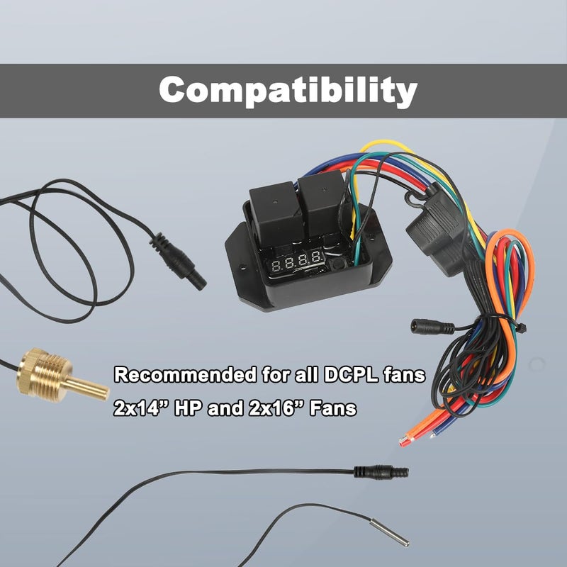 JUNRUO Digital Electric Radiator Fan Controller Switch Kit with 1/4" NPT Thermal Sensor，Fit for GM SUV Truck Fan Module(Part #0445) - Image 3
